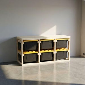 27 Gallon Tote Rack Plans, DIY Garage Shelf, Woodworking Storage (PDF Download)