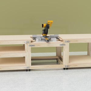 Mobile Miter Saw Workbench Plans – Flip Top Modular DIY Workstation – Instant Download Build Guide