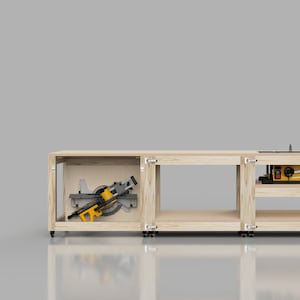 Mobile Saw Workbench Plans | Table Saw Miter Saw Workbench | Digital Build Plans | DIY
