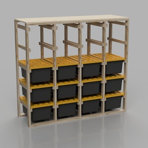 20-Unit DIY Garage Storage Rack Plans: 27-Gallon Tote Storage Shelf System. Instant download