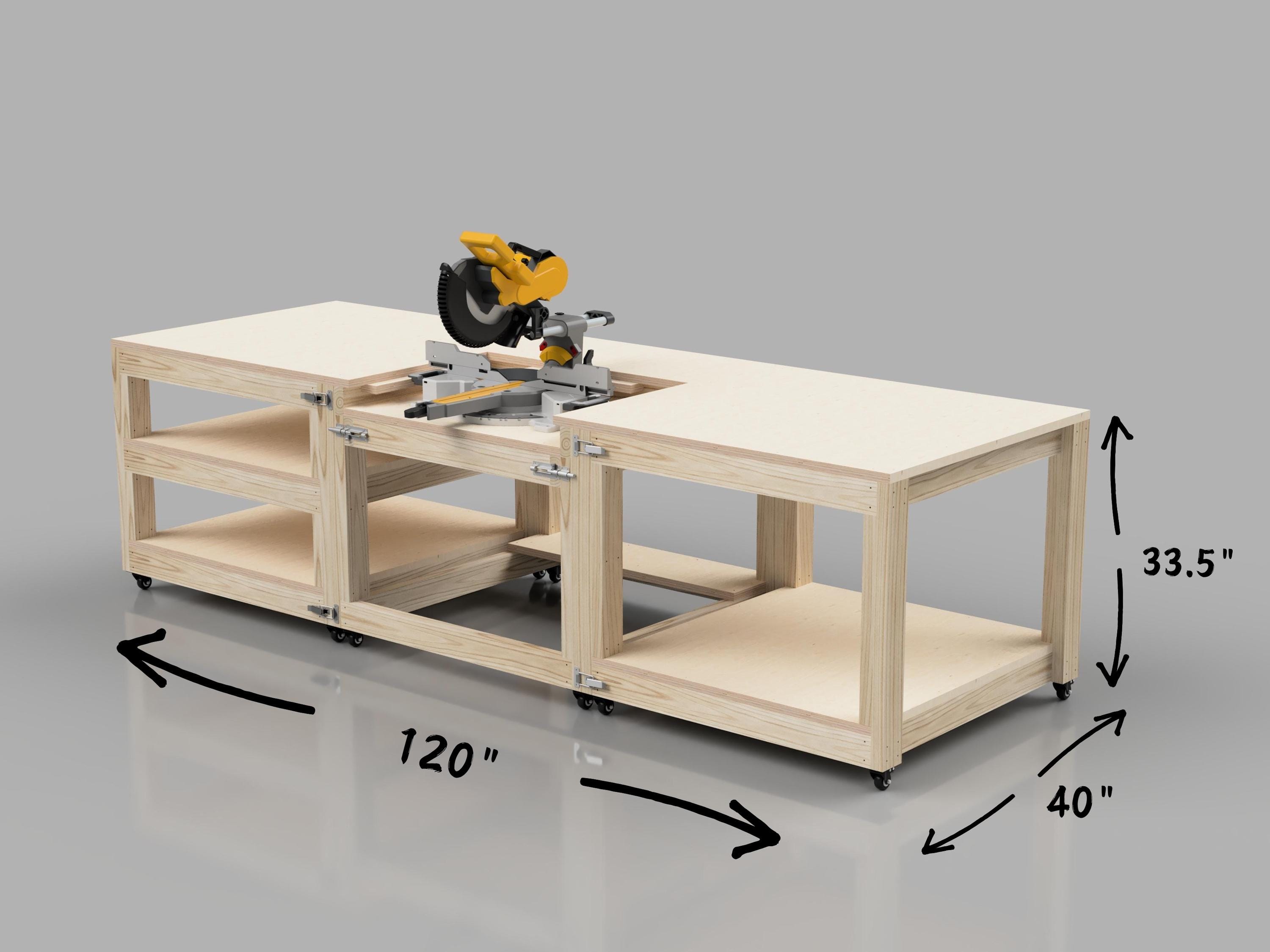 Mobile Miter Saw Workbench Plans – Flip Top Modular DIY Workstation ...