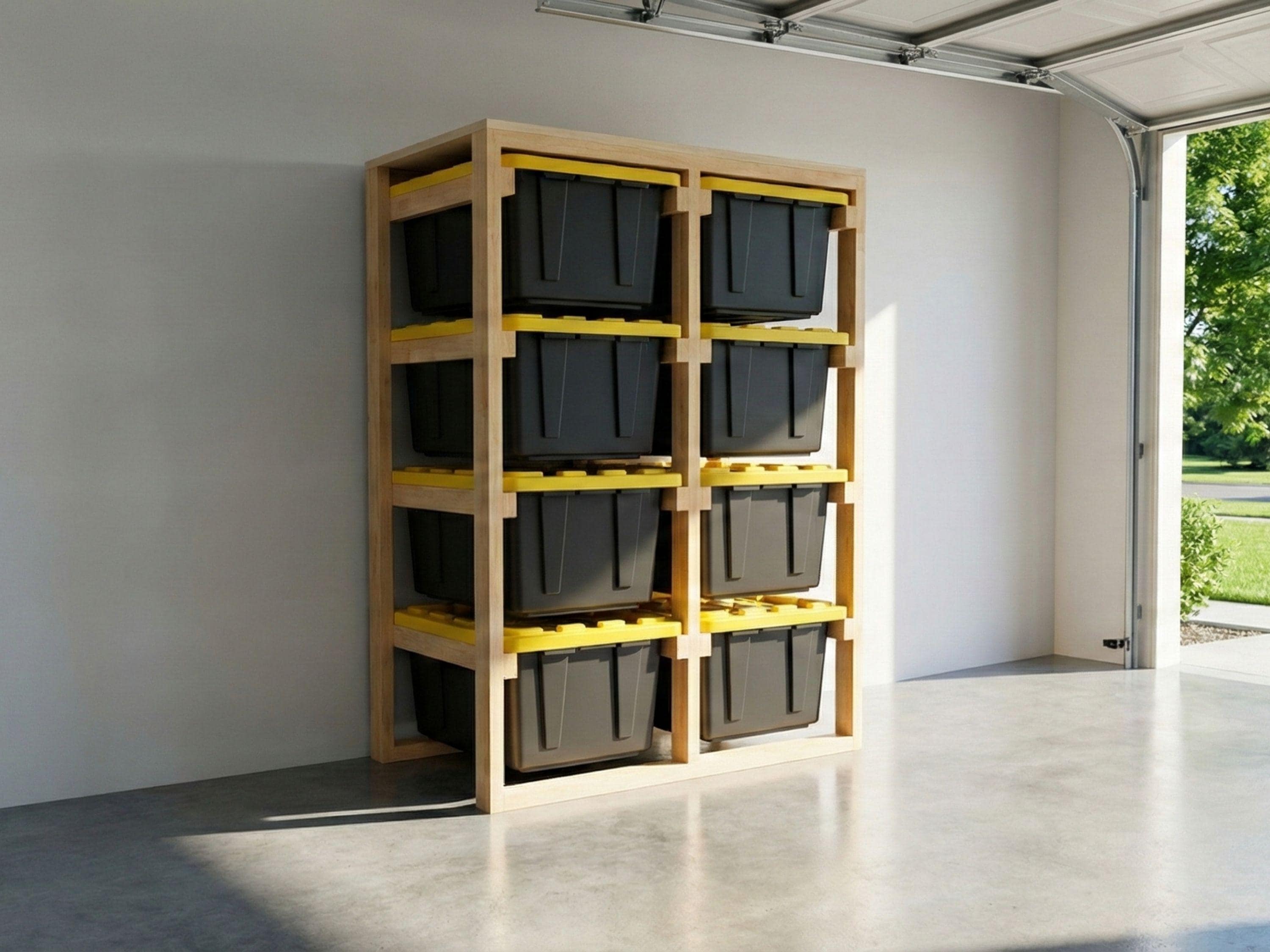 27 Gallon Tote Rack Plans, 8 Unit Garage Storage Shelving, Woodworking ...