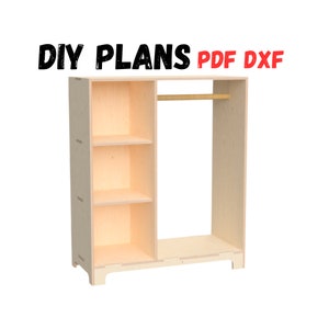 Montessori DIY plan toddler wardrobe, montessori clothing rack, kids furniture .pdf .dxf .svg .ai .eps