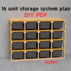 16-Unit DIY Garage Storage Rack Plans: 27-Gallon Tote Storage Shelf System. Instant download