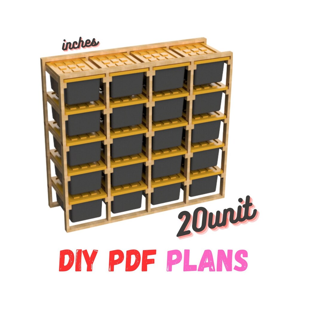 20 Unit Storage Rack Plan, Garage Organizer. Digital Download. DIY ...