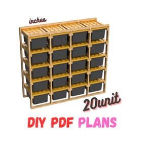 20 unit Storage rack plan, Garage organizer. Digital download. DIY build plan