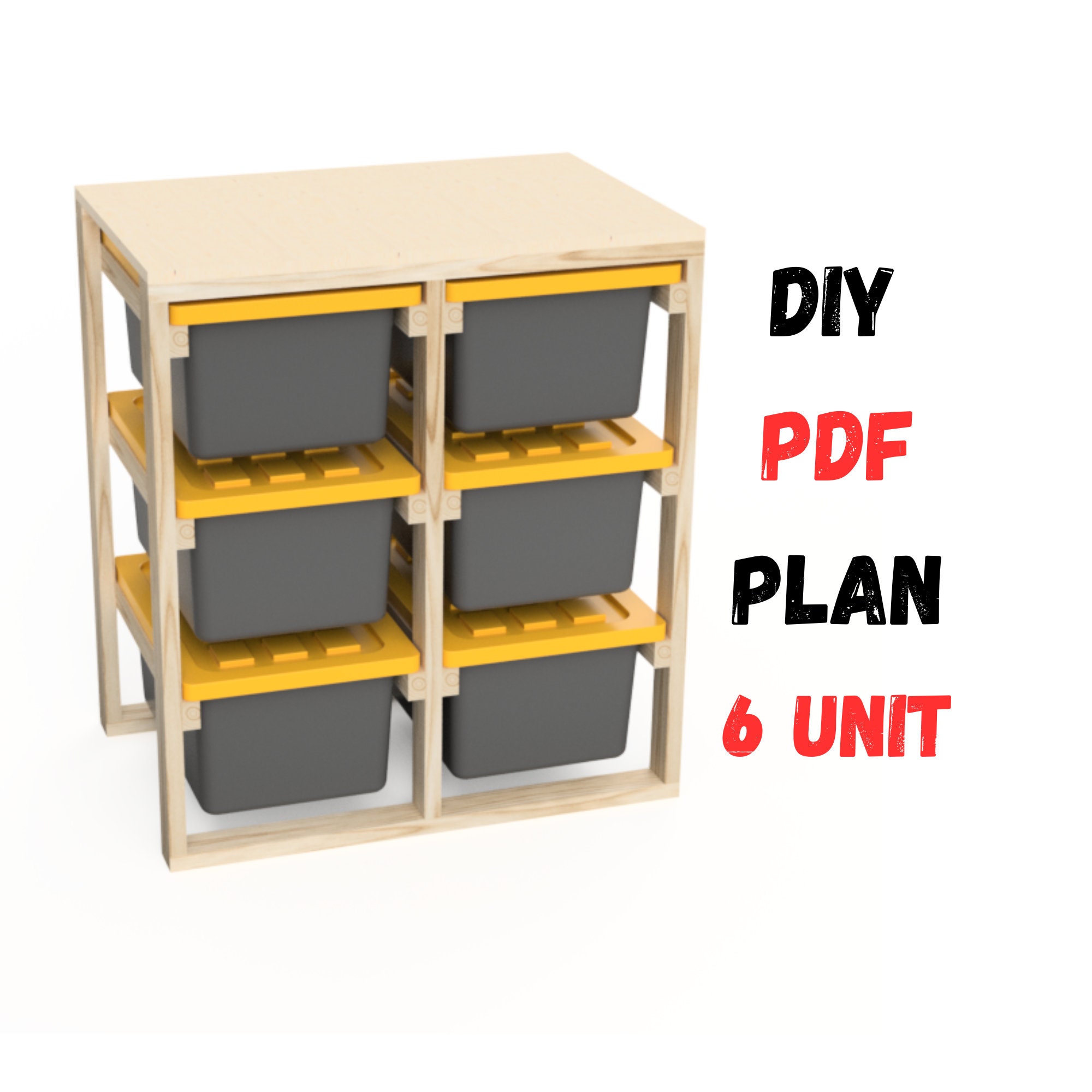6 unit DIY Garage Storage Rack Plans 27 gallon Tote Storage Shelf System. Instant Download Etsy