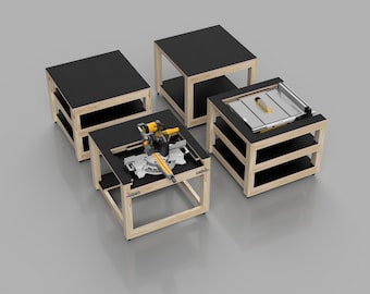 Mobile Workbench Plans | Miter Saw Station & Table Saw (PDF Pattern)