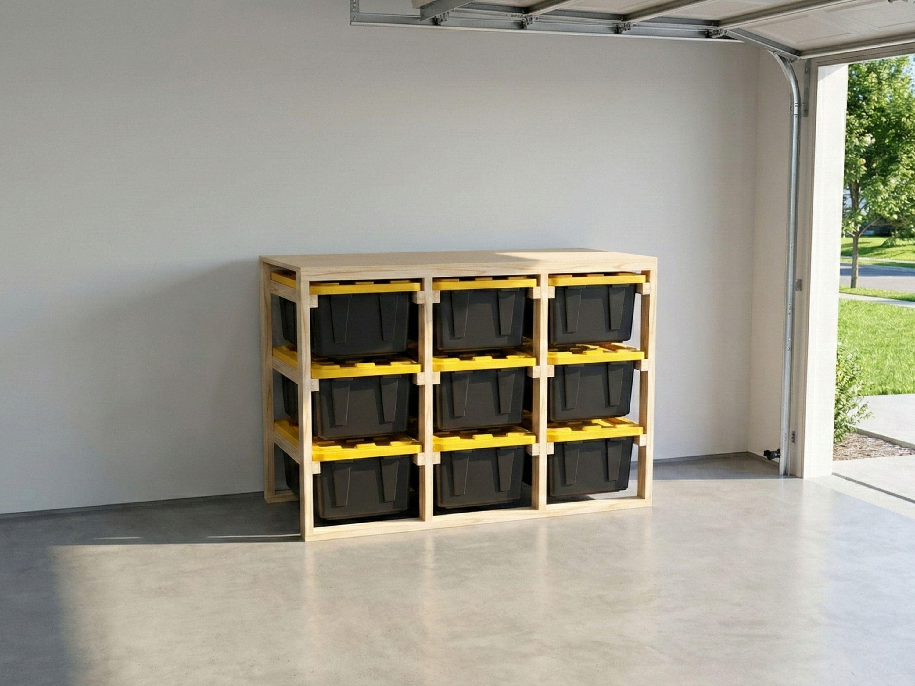 27 Gallon Tote Rack Plans, DIY Garage Shelving, Woodworking Storage ...