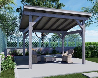10x12 Lean To Pavilion Plans - Backyard Shelter, Patio Pavilion & Garden Cover - DIY Blueprint PDF with Cut List