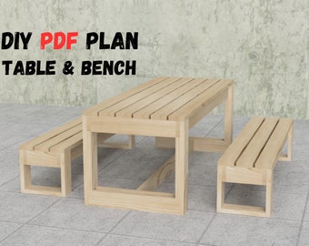DIY Outdoor Dining Table and Bench Plans - Patio Furniture PDF Download