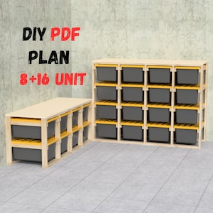 Storage Rack plans 8+16 Unit 27 gallon tote Storage system DIY PDF plans