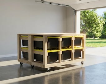 27 Gallon Tote Rack Plans, Mobile Workbench, 12-Bin Storage (PDF Download)