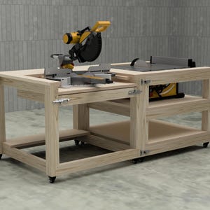 Mobile Saw Workbench Plans | Modular Mobile Table Saw Miter Saw Workbench | Digital Build Plans | DIY