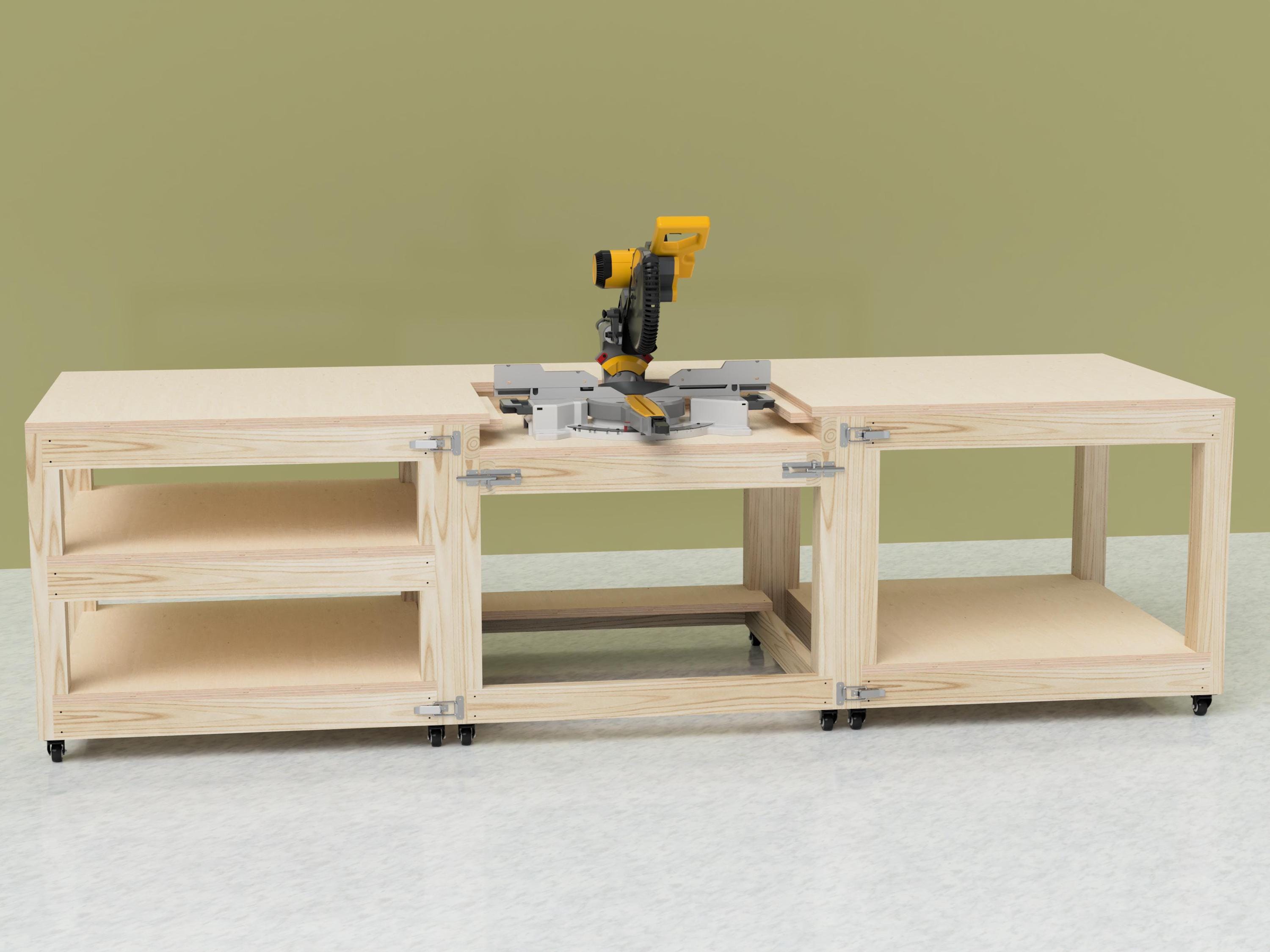 Mobile Miter Saw Workbench Plans – Flip Top Modular DIY Workstation ...