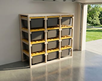 DIY 27 Gallon Tote Rack Plans, Garage Shelving, Bin Storage, Shed Organization (PDF Download)