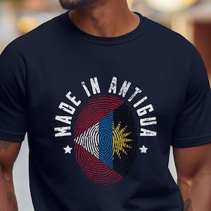 Antigua Flag Fingerprint T-shirt: Antigua Souvenir Tee