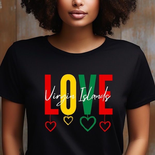 Virgin Islands T-Shirt, Love Virgin Islands Vacation Shirt, Virgin Islands Gift Tee for Women, VI Gift T-Shirt Caribbean Tee, USVI Souvenir