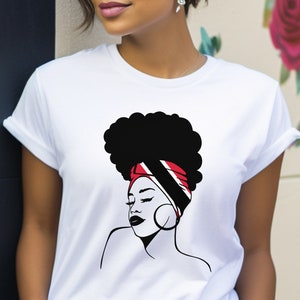 Trinidad and Tobago Tee, Trini T-Shirt, Trinidad Tobago Flag, Head Scarf Tee,  Hair Wrap, Vacay Tee, Trinidad Tobago Souvenir, Trini Flag