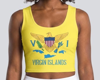 Amerikaanse Maagdeneilanden Vlag en Eilanden St. Thomas St. John St. Croix Dames Crop Top