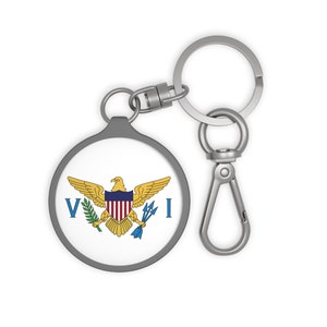 Virgin Islands Flag Keyring Tag, Custom VI Flag Keychain, Virgin Islands Souvenir, Custom Virgin Islander Gift, USVI Keyring