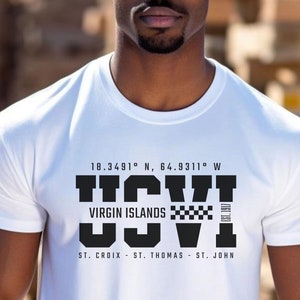 USVI Graphic T-Shirt: Virgin Islands Coordinates Souvenir Tee