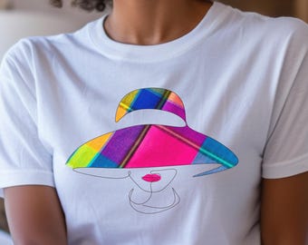 Caribbean Madras T-Shirt: West Indies Souvenir Gift, Colorful Classy Hat Design