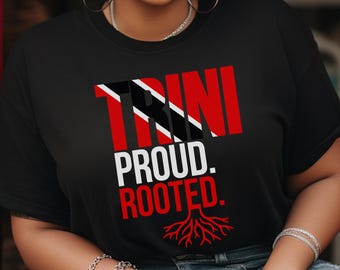 Trinidad Flag T-Shirt, Trini Proud. Rooted., Unisex Trinidadian Heritage Tee, Caribbean Pride Matching Shirts