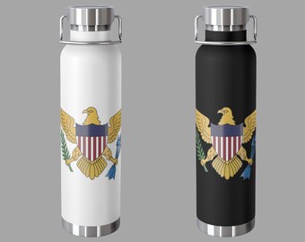 Geïsoleerde fles USVI-vlag: roestvrijstalen waterfles van de Maagdeneilanden