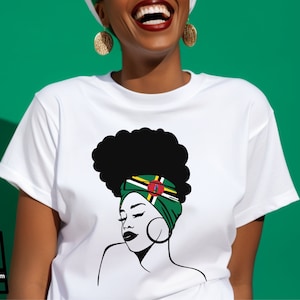 Dominica T-Shirt, Dominica Flag T-shirt, Head Scarf Tee,  Hair Wrap Tee, Dominica Vacay Tee, Dominica Souvenir, Dominica Rivers