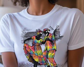 Quadrille Dancers T-shirt: Caribbean Madras Outfit, Carnival Shirt