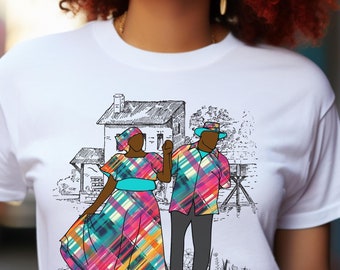 Quadrille Dancers T-shirt: Caribbean Madras Festival Tee