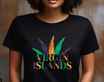 Virgin Islands Feathers T-Shirt, Virgin Islands Shirt, VI Tropical T-Shirt for Her or Him, USVI Gift T-Shirt, VI Souvenir