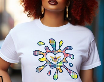 VI Madras T-Shirt, VI Flag Tshirt, VI Flag Mommy Daughter Tee, Love Virgin Islands Summer Vacay Tee, Love Virgin Islands Shirt, Gift for Her