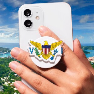 Virgin Islands Flag Phone Grip: Acrylic Collapsible Caribbean Stand