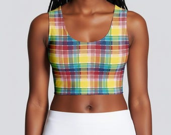US Virgin Islands Official Madras Crop Top | Caribbean Pride Sleeveless Tank
