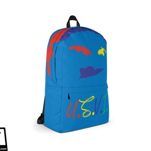 Sac à dos bleu VI, sac à dos USVI, sac à dos Virgin Islands, sac VI, cartable Virgin Islands, sac de voyage vi