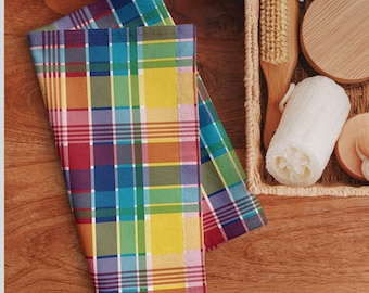 Virgin Islands Official Madras Hand Towel | 1 Piece Caribbean Traditional Heritage Decor