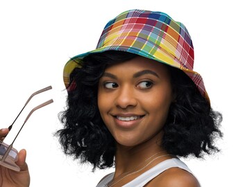 U.S. Virgin Islands Madras Reversible Unisex Bucket Hat - Caribbean Cultural Gift