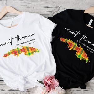 Camiseta de São Tomás, Mapa de Madras das Ilhas Virgens Americanas, Camiseta Heritage de 1917, Camiseta do Orgulho das Ilhas do Caribe, Presente da Cultura Tomiana