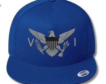 Virgin Islands Flag Snapback Hat: Embroidered USVI Cotton Twill Cap