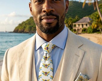 US Virgin Islands Flag Neck Tie, VI Pride Men's Neckwear, Caribbean Heritage Tie, Island Formal Wear Accessories