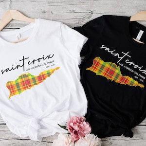 St Croix Madras Map T-Shirt: US Virgin Islands Heritage Tee