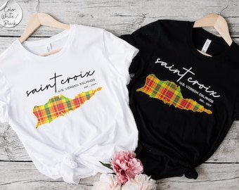 St Croix Madras Map T-shirt : T-shirt Heritage des îles Vierges américaines