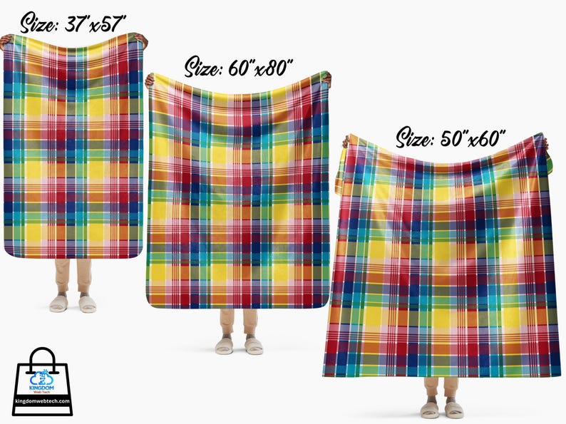 U.S. Virgin Islands Official Madras Sherpa Blanket - Special Caribbean Gift - Madras Throw