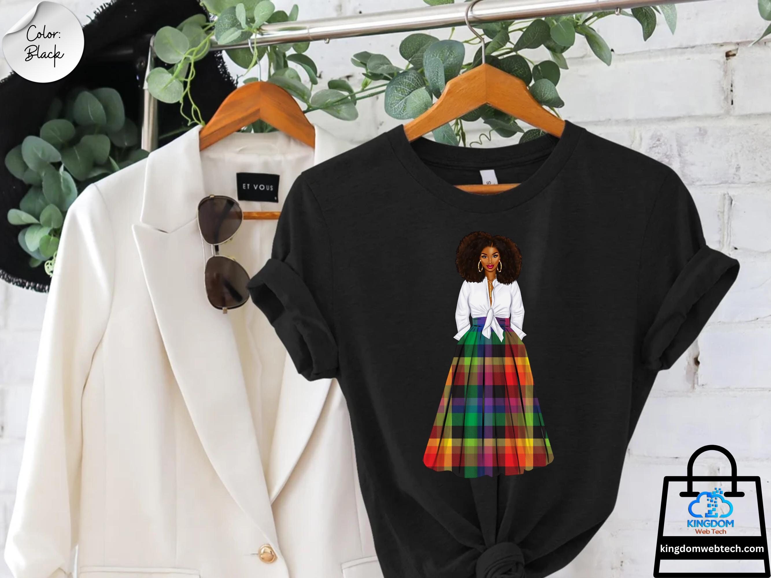 Madras, Madras Skirt, Madras Skirt T-shirt, Caribbean T-shirt for Women, Caribbean Gift, Caribbean Outfit, Caribbean Culture, Festival Shirt