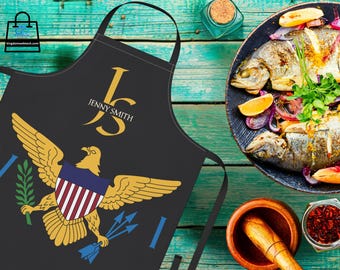 Virgin Islands Flag Apron: USVI Chef Gift, Personalized Gift