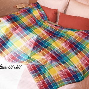 U.S. Virgin Islands Official Madras Sherpa Blanket - Special Caribbean Gift - Madras Throw