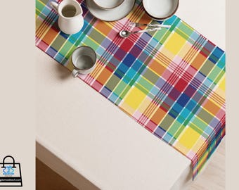 U.S. Virgin Islands Official Madras Table Runner | Caribbean Island Heritage Home Decor