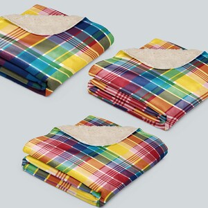U.S. Virgin Islands Official Madras Sherpa Blanket - Special Caribbean Gift - Madras Throw